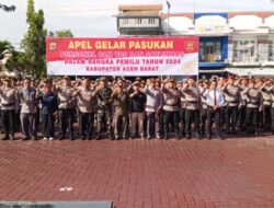 Dandim 0105/Abar Hadiri Apel Gelar Pasukan Personel Pam TPS Dan Satlinmas Di Polres Aceh Barat