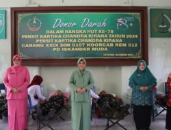 Dalam Rangka HUT ke 78, Persit Cabang XXIX Kodim 0107 Gelar Bhakti Sosial Donor Darah
