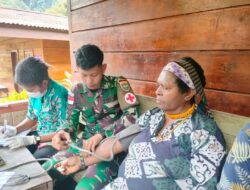 Pos Tsinga Satgas Pam Obvitnas PT. Freeport Indonesia Yonif 116/Garda Samudra dan Puskesmas layani posyandu Di Desa Beanekogom