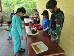 Satgas Yonif 116/Garda Samudra Gelar Posyandu Bersama Nakes Puskesmas Distrik Kiliarma