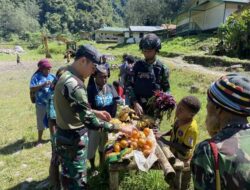 prajurit satgas yonif 116/Garda Samudra Borong Hasil Kebun Papua
