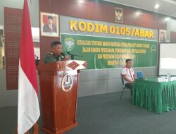 Cegah Penyalahgunaan Narkoba, Kodim 0105/Abar Gelar Sosialisasi P4GN Dan Tes Urine Prajurit