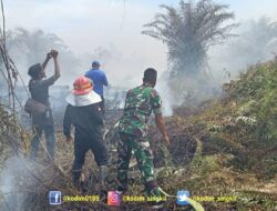 Aksi Cepat Babinsa Koramil 02/Singkil: Berjuang di Tengah Api untuk Selamatkan Lahan Sawit Warga Desa Suk
