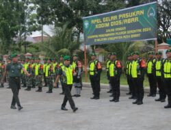 Dandim 0105/Abar Pimpin Apel Gelar Pasukan Dalam Rangka Pengamanan Pilkada Serentak Tahun 2024