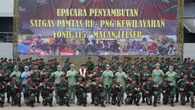 Kasdam IM Wakili Pangdam IM Sambut Kepulangan Satgas Yonif 115/ML.