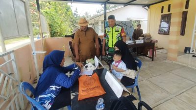 Sinergi TNI dan Tenaga Kesehatan, Babinsa Koramil 0109-04/Simpang Kanan Ikut Sukseskan Posyandu Balita di Desa Pangi